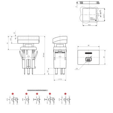 Кнопка выключателя внутреннего отопления Газель бизнес, Газель NEXT 12V 997.3710