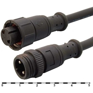 Разъем герметичный кабельный (штекер-гнездо) , 2 контакта, IP67, 5 А, 250 В, черный BLHK16-2PB