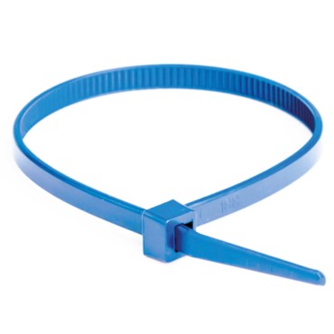 Хомут ETFE химически устойчивый из фторопласта, голубой, 4,6х200