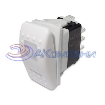 SF50713-7-4P-A6WWBW Переключатель типа Carling, 12-24В (ON)-OFF с белой подсветкой, белый корпус 4 контакта