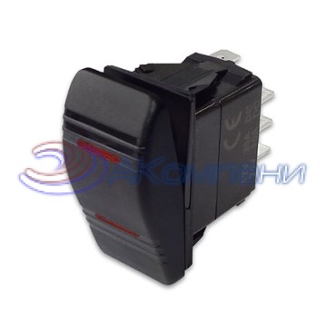 SF50714-4-7P-A9BR Переключатель типа Carling, 12-24В (ON)-OFF-ON с красной подсветкой 7 контактов