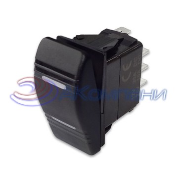 SF50714-5-7P-A9BW Переключатель типа Carling, 12-24В (ON)-OFF-(ON) с белой подсветкой 7 контактов