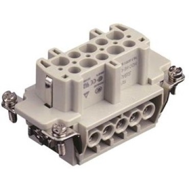 T2040102201-000, Разъем HDC, "мама", HE, PIN: 10, 10+PE, размер 4, 16А, 500В, 57x27мм