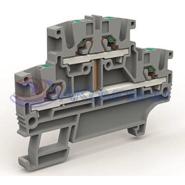 Двухярусная клемма с объединенными ярусами на 2,5 кв.мм (замена на VPRTT-2.5-PV-GY)