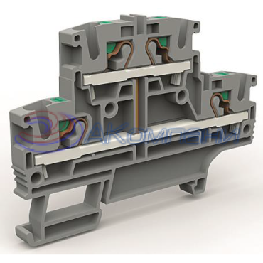Двухярусная клемма с объединенными ярусами на 4 кв.мм (замена на VPRTT-4-PV-GY)