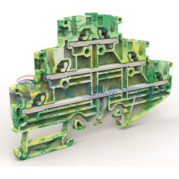 Трехуровневая клемма на 2,5 кв.мм с заземлением (замена на VPR-2.5-3L-PE-YG)