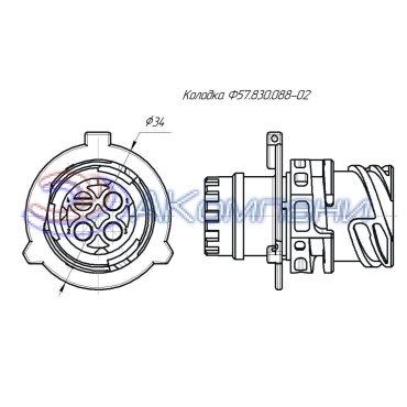 Ф57.830.088-02 Колодка штыревая 4-контактная под вилку СЦБ-4В (аналог 1-967402-1)
