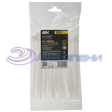 Хомут IEK P6.6 стандартный белый 4,8х380мм, 100шт/упак UHH30-D048-380-100-K01