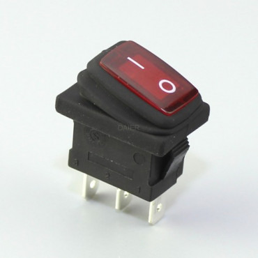 Клавишный переключатель KCD1-2-101NW, 3с 12V (778WL) красный