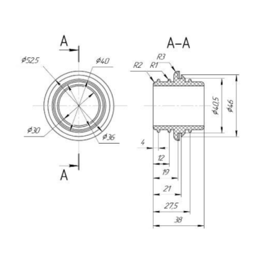 Втулка переходная для соединения чехлов 12147108 и 12147109 а/м "Гранта", "Ниссан-Датсун", "Калина", "Шевроле-Нива" КР-143