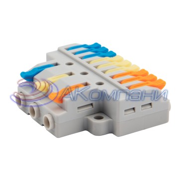 Клемма СМК 3х3 проходная разветвительная 3 полюса, с монтажной площадкой (1 ввод, 3 вывода на полюс), (4 шт/уп) REXANT