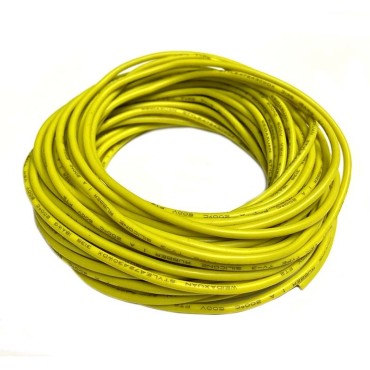 Провод силиконовый медный луженый 14AWG, 2,08 мм2, 1м желтый