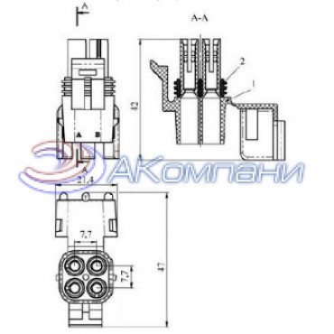 СЦНК.434438.053 Колодка гнездовая 4-х контактная аналог Packard12015798