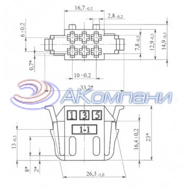 СЦНК.757555.030 Колодка гнездовая 6-ти контактная аналог АМР 1-929621-1